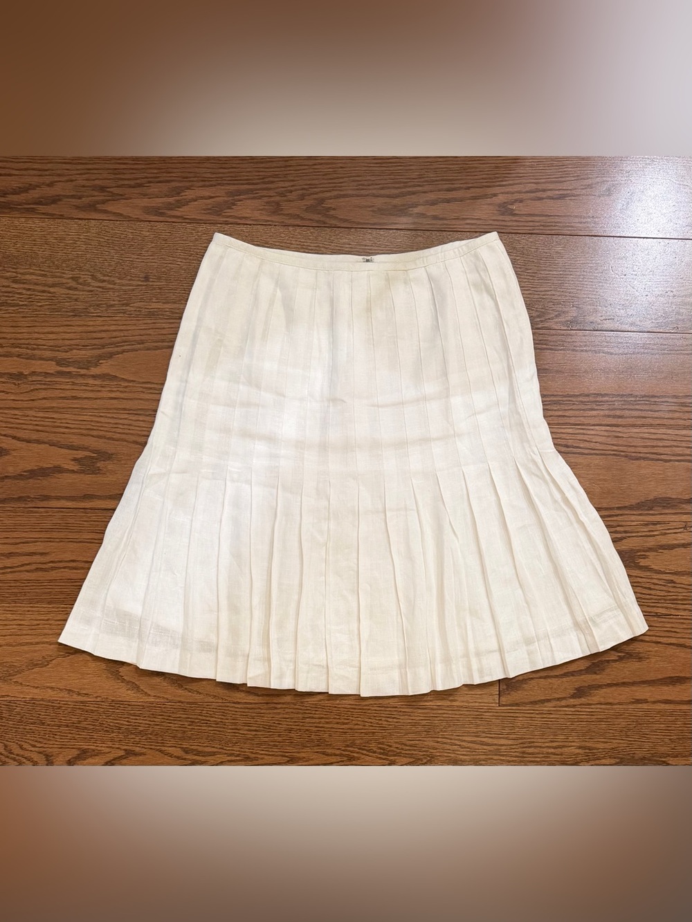 Gretchen Scott Designs Ivory Linen Pleated Skirt